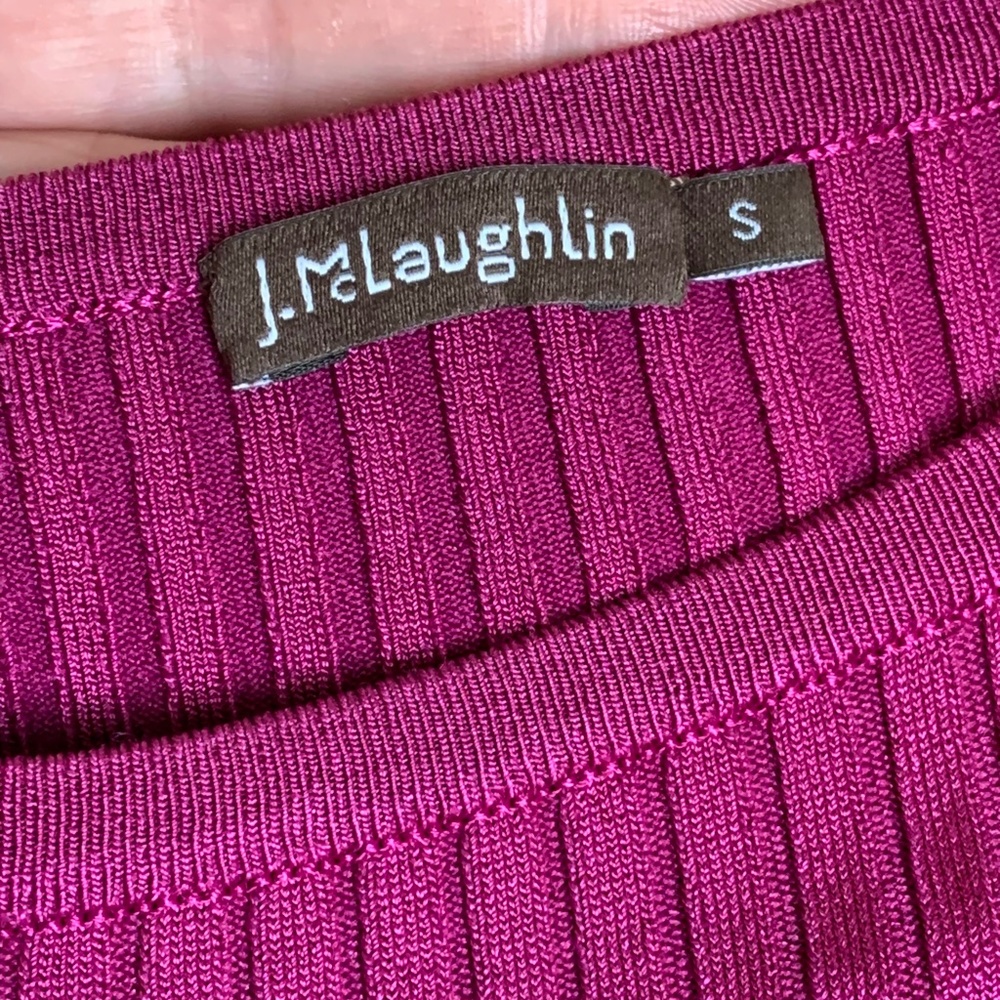 J. McLaughlin Magenta Ribbed Fit-and-Flare Dress - Picture 6 of 8